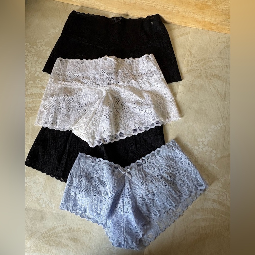 4 pack . Bali Lace Panties Set - Black, White, and Gray